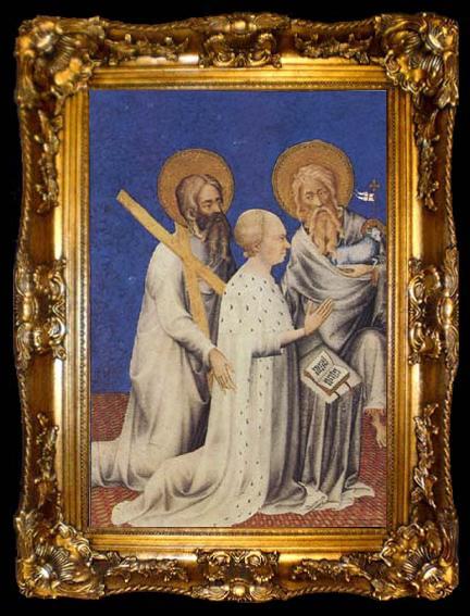 framed  Andre Beauneveu The Duc de Berry between his parron saints andrew and John the Baptist (mk08), ta009-2